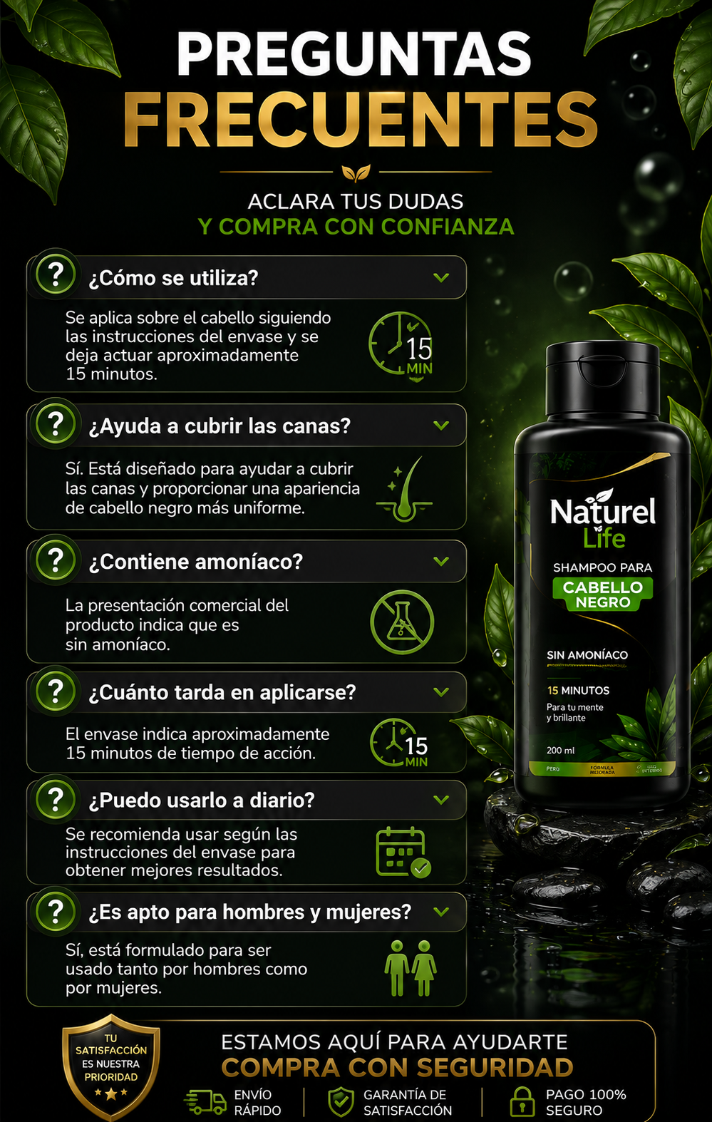 Shampoo Anticanas negro Naturel