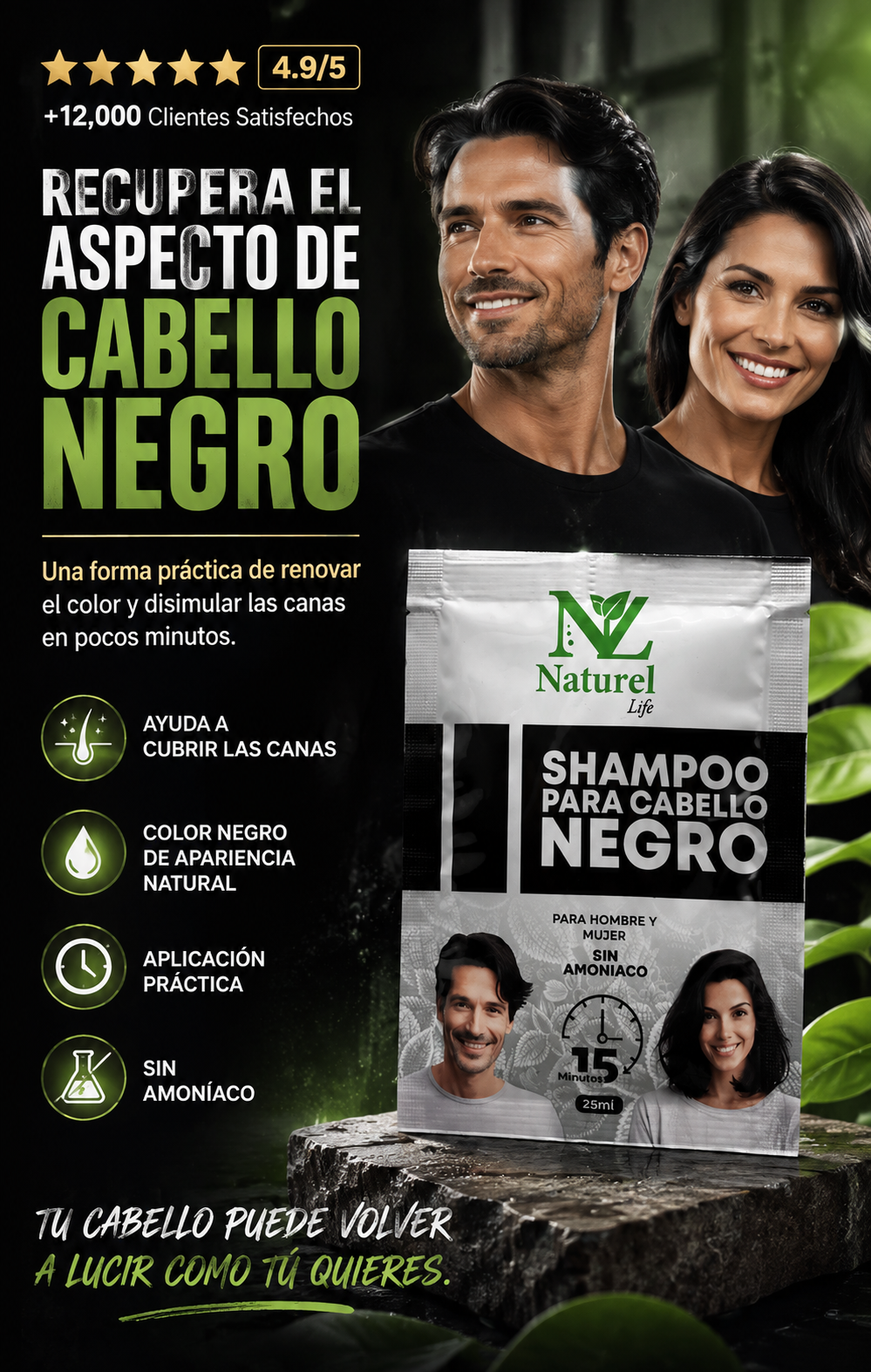 Shampoo Anticanas negro Naturel